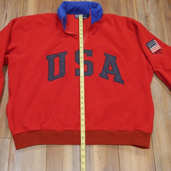 🚫SOLD🚫 Vintage Polo Ralph Lauren Superman Red USA Polo Pullover Sweater Size L - Picture 9 of 12